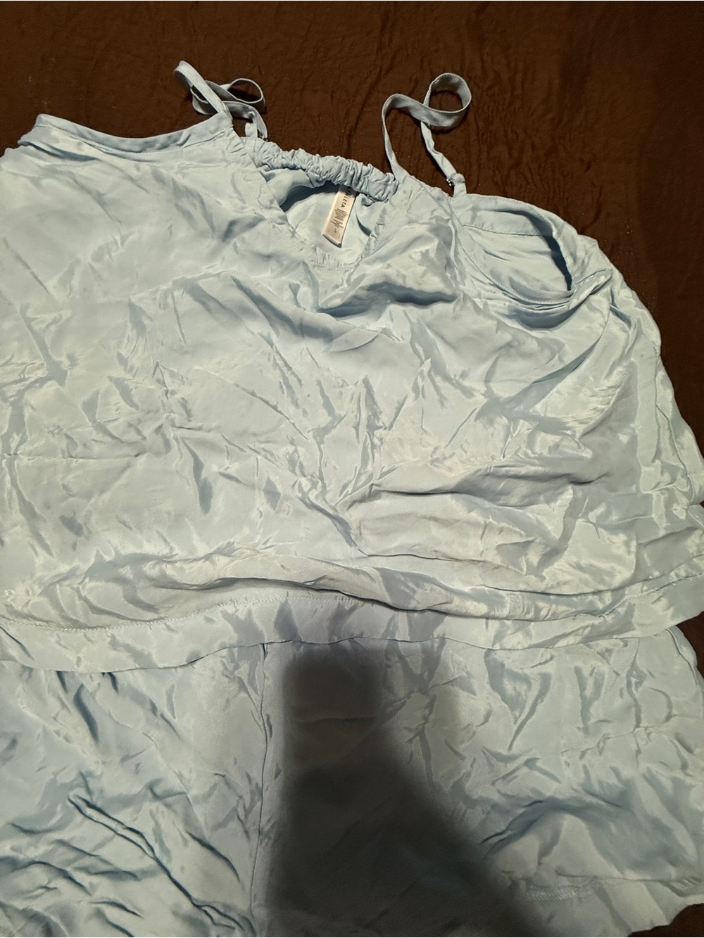Light Blue Satin Cami Pajama set top & shorts